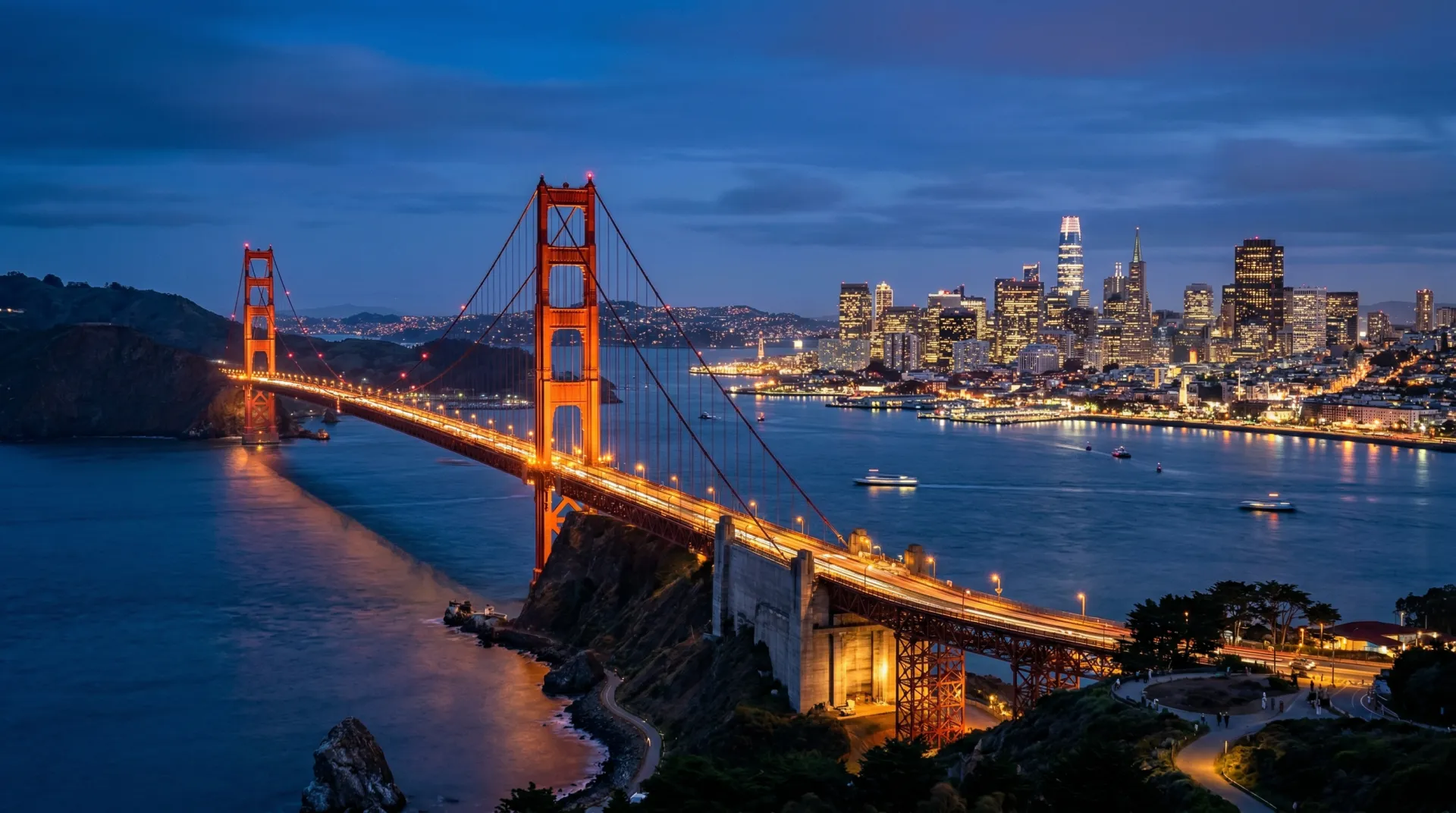 San Francisco skyline and Golden Gate Bridge