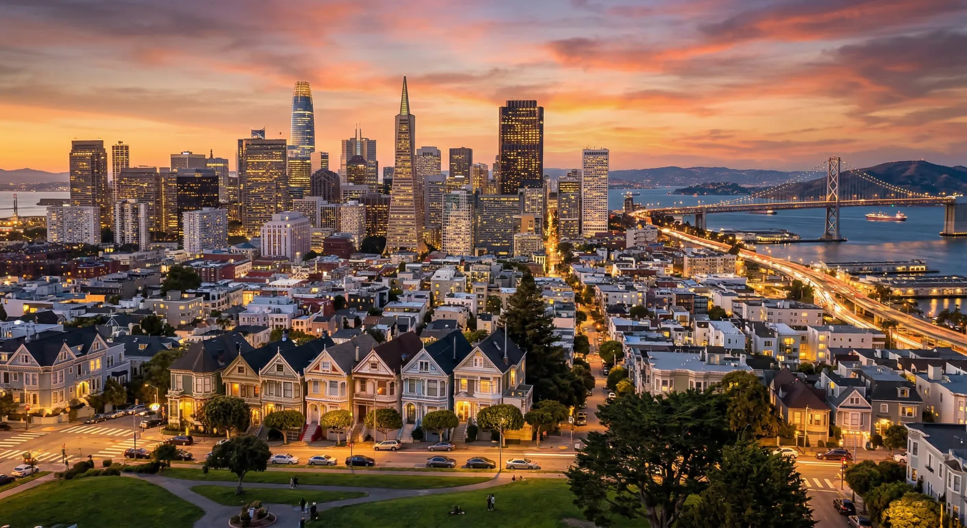 San Francisco skyline and luxury neighborhoods